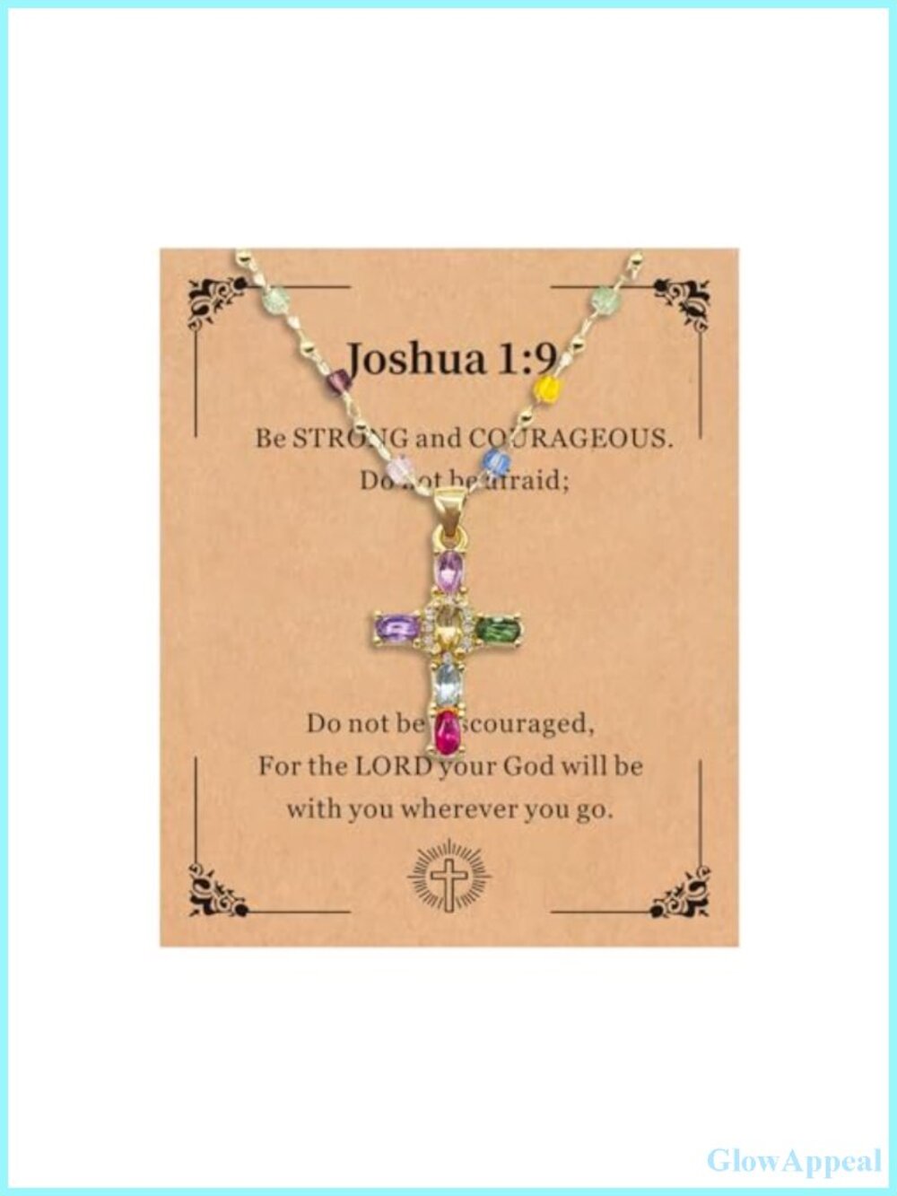 Rainbow Cubic Zirconia Cross Pendant Necklace Choker for Women